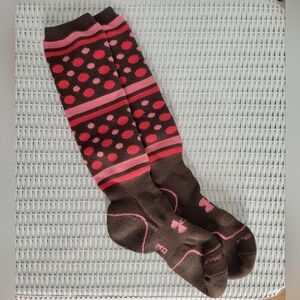 Under Armour Brown and Pink Striped Polka Dot Socks